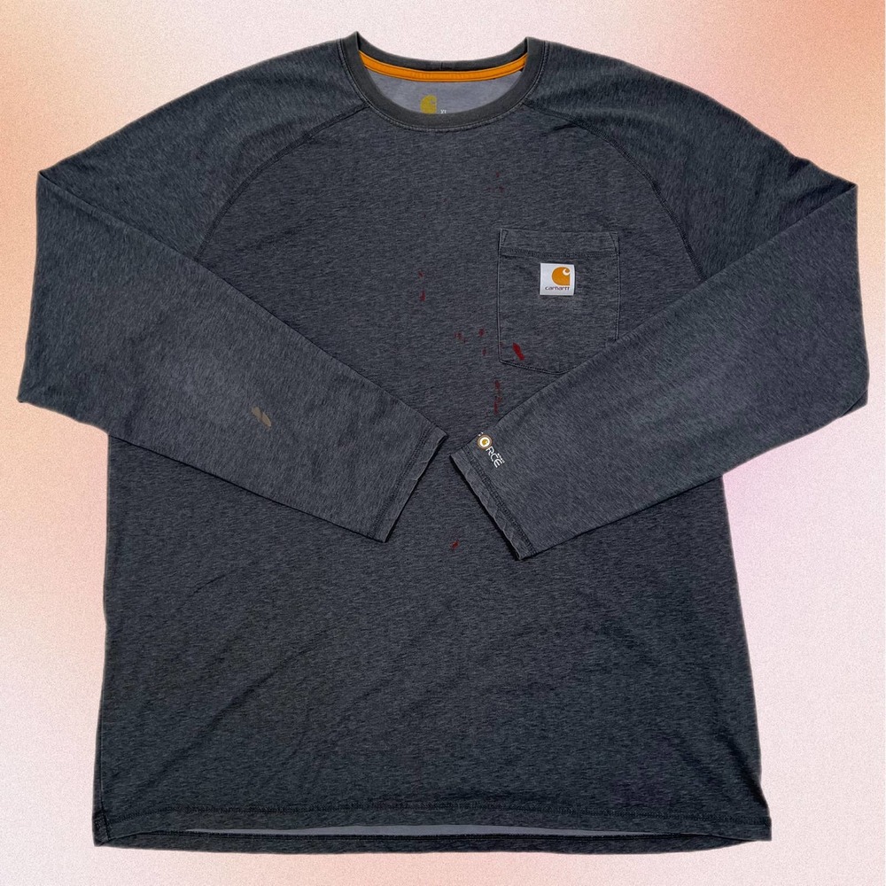 Carhartt Force XL Heather Gray Grey Longsleeve Workwear Utility Outdoor T-Shirt